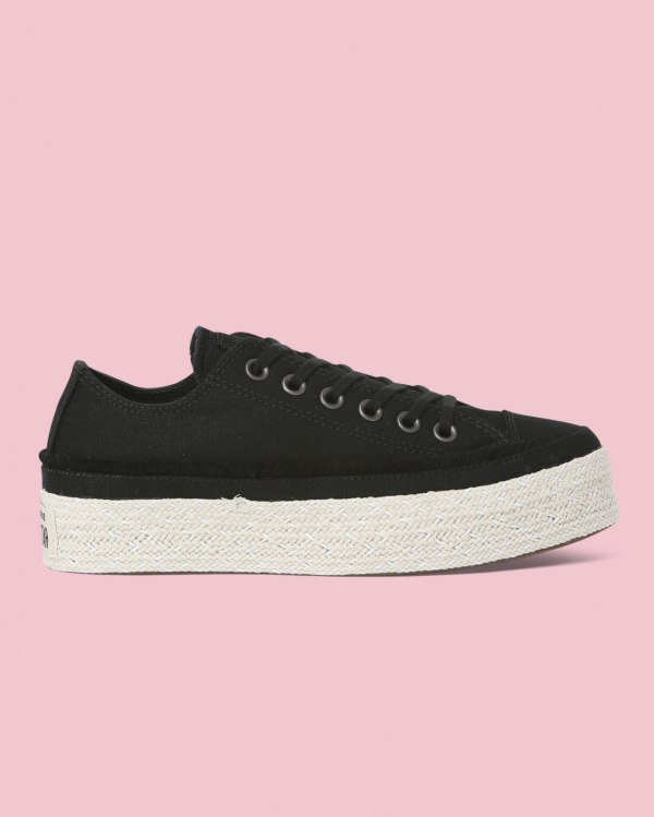 Converse Chuck Taylor All Star Espadrille Platform Sort Sko Danmark - Converse Lave Sneakers Dame -